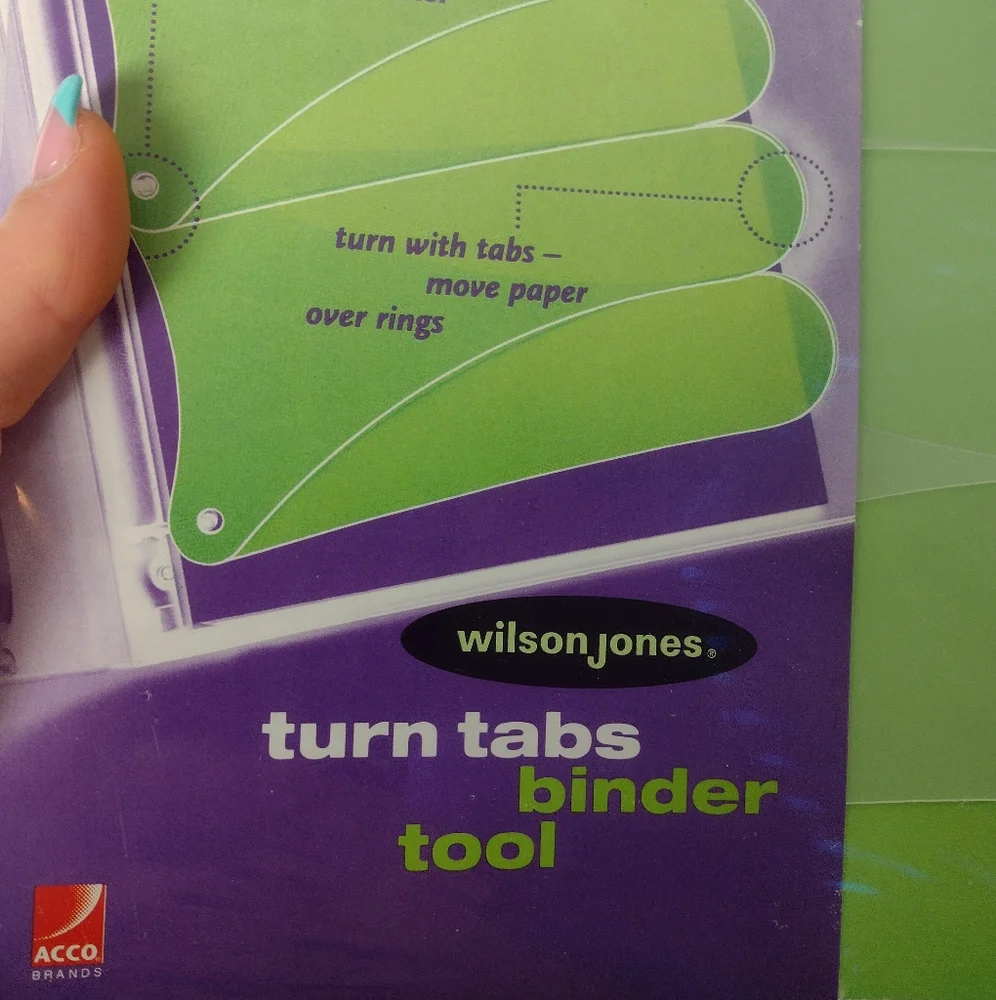 Wilson Jones Turn Tabs Binder Tool 4 Dividers Use in 3 Ring Binder